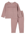 2 Piece Kids "Sweet Dreams" Cotton Rich Fleece 3D Embossed Pajama Set : Color: Mauve