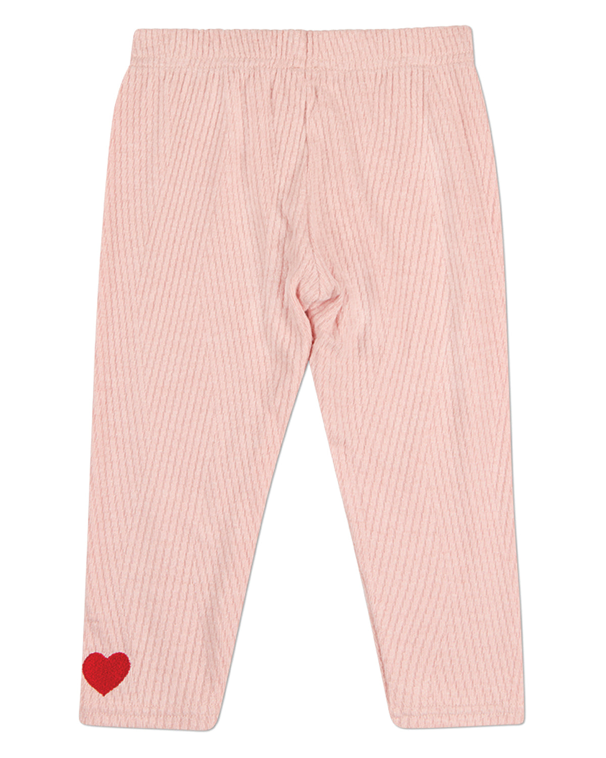 2 Piece Girls Heart-Embroidered Textured Ribbed Rayon-Blend Pajama Set