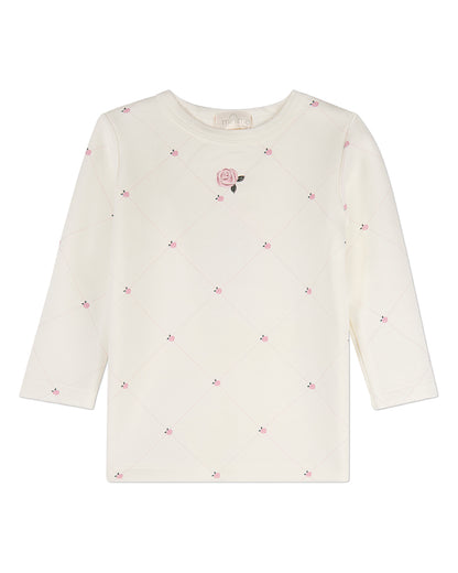 2 Piece Girls "Rosettes and Stitching" Rayon/Cotton-Blend Pajama Set