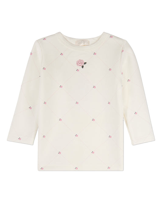 2 Piece Girls "Rosettes and Stitching" Rayon/Cotton-Blend Pajama Set