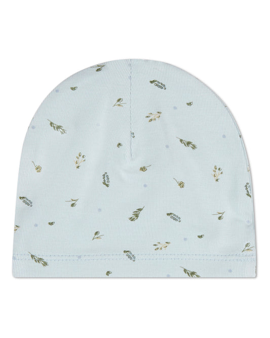 Baby "Tiny Leaves" Rayon-Blend Fine-Gauge Mini-Print Beanie