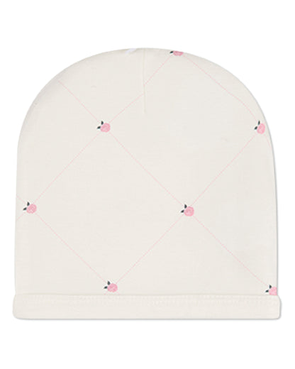 Baby Girls "Rosettes and Stitching" Cotton/Rayon-Blend Beanie