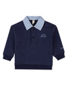 Boys 2-in-1 Gingham-Collared Cotton-Rich Sweatshirt