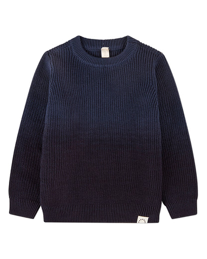 Boys Ribbed 100% Cotton Knit Ombre Crewneck Pullover Sweater