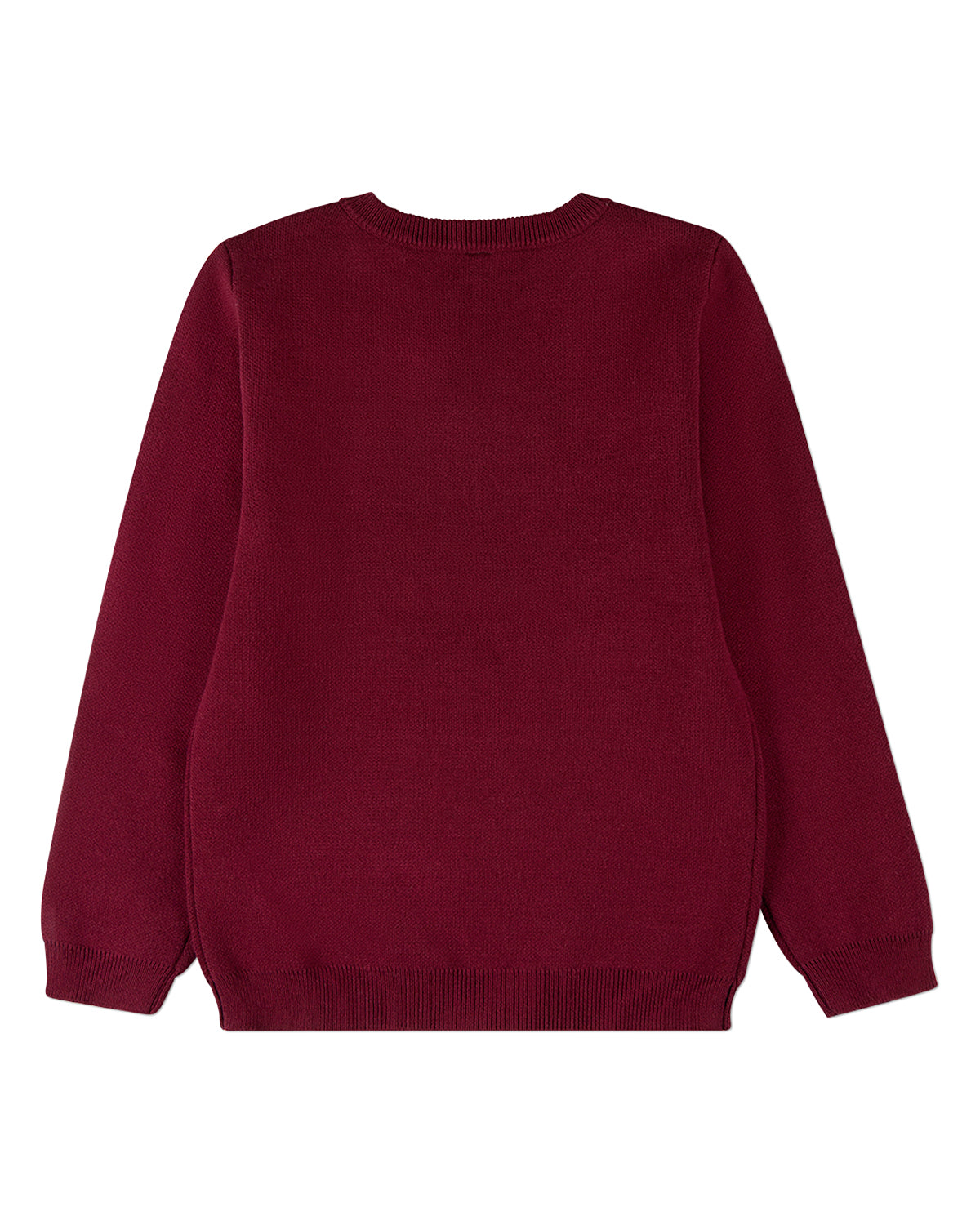 Boys 100% Cotton Knit Pullover Crewneck Sweater with Embossed 3D Crest