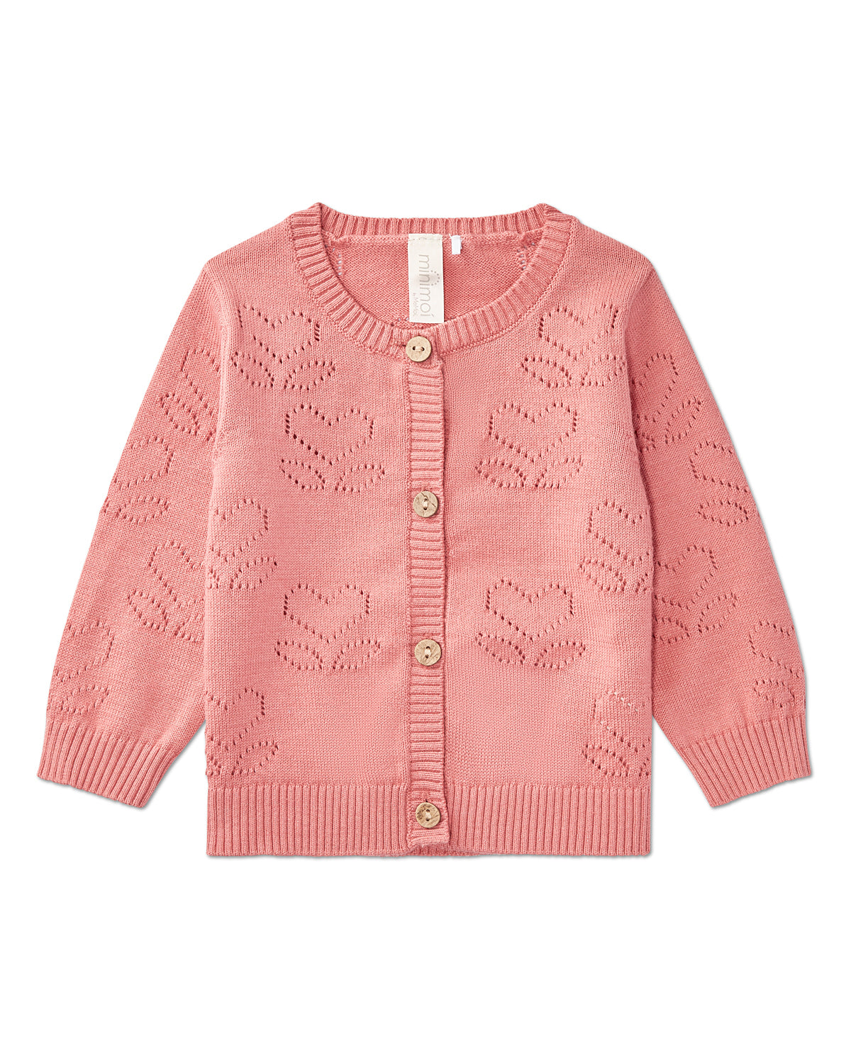 Baby and Toddler Girls Heart Pattern 100% Cotton Cardigan Sweater : Color: Rose Pink