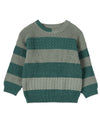 Boys 2-Tone Striped Cotton Rich Knit Pullover Sweater : Color: Pale Aqua