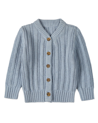 Kids Cozy Oversized Cable-Knit Cardigan Sweater : Color: Blue