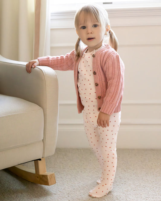 Kids Cozy Oversized Cable-Knit Cardigan Sweater