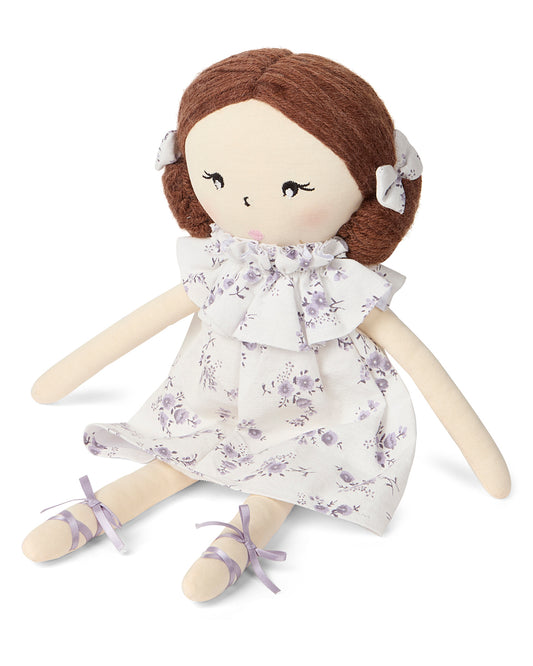Baby Girls "Abigail" Cotton and Linen Rag Doll : Color: Lavender