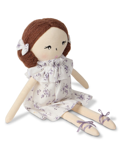 Baby Girls "Abigail" Cotton and Linen Rag Doll : Color: Lavender