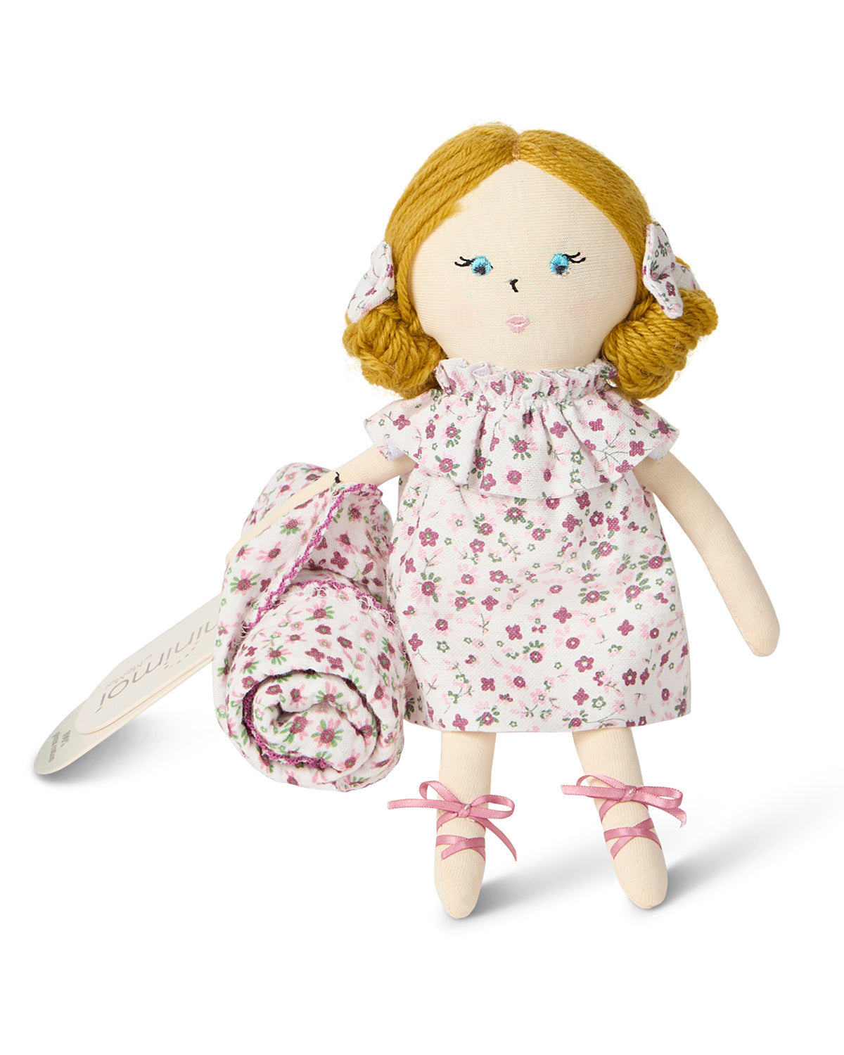2 Piece "Luna" Mini Rag Doll and Security Blanket Set : Color: Winter White