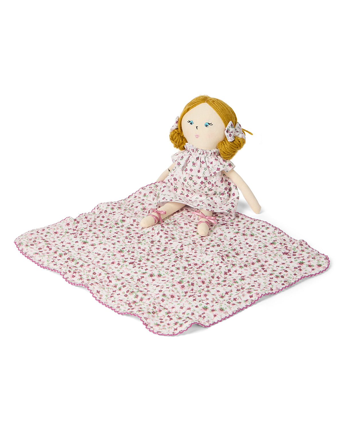 2 Piece "Luna" Mini Rag Doll and Security Blanket Set : Color: Winter White