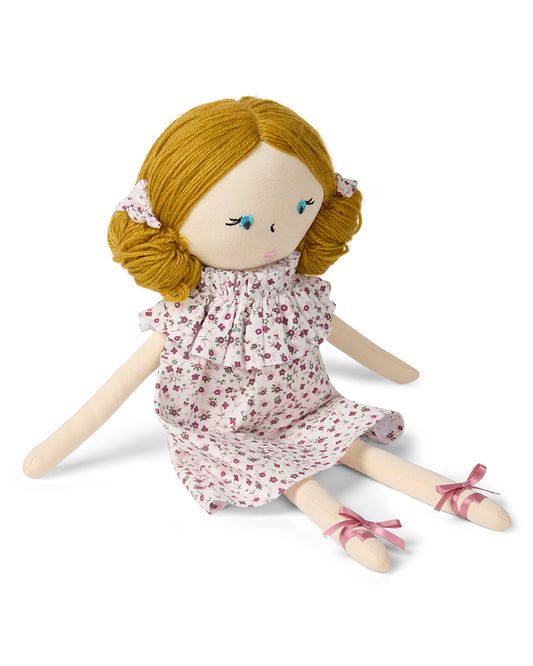 Baby Girls "Luna" Cotton and Linen Rag Doll : Color: Winter White