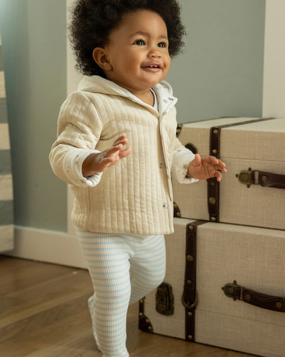 Baby and Toddler Unisex Hooded Reversible Cotton Rich Star-Print / Quilted Jacket : Color: Oatmeal-Winter White