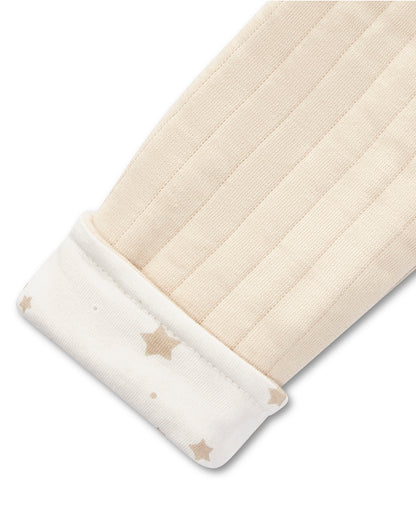 Baby and Toddler Unisex Hooded Reversible Cotton Rich Star-Print / Quilted Jacket : Color: Oatmeal-Winter White