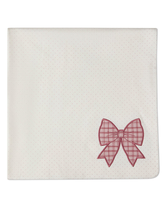 Baby Girls "Put A Bow On It" 100% Cotton Embroidered Swaddle Blanket