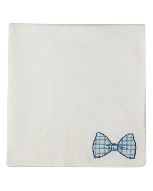 Baby Boys "Put A Bow On It" 100% Cotton Embroidered Swaddle Blanket