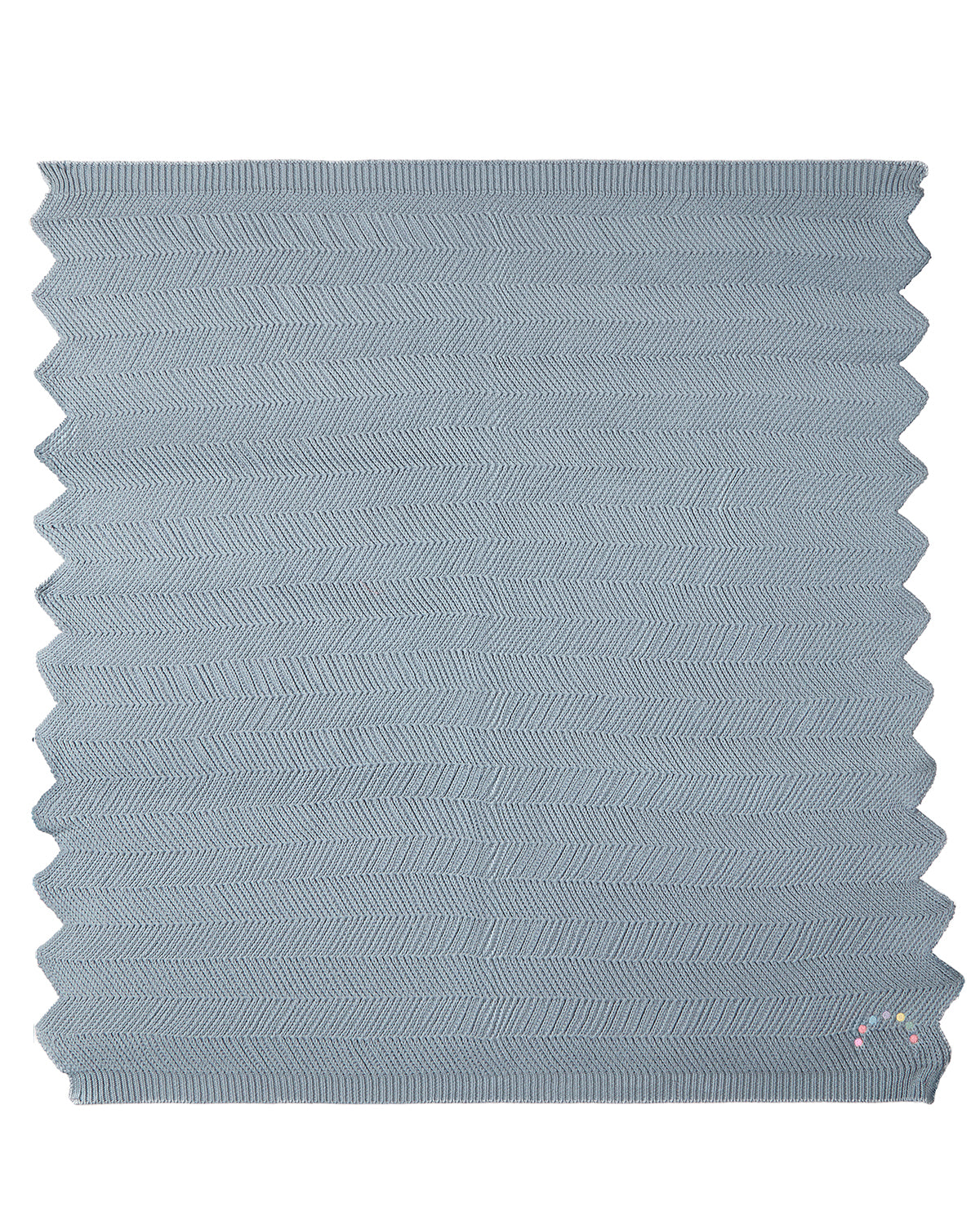 Baby Herringbone Knit 100% Cotton Blanket with Carry Pouch : Color: Blue