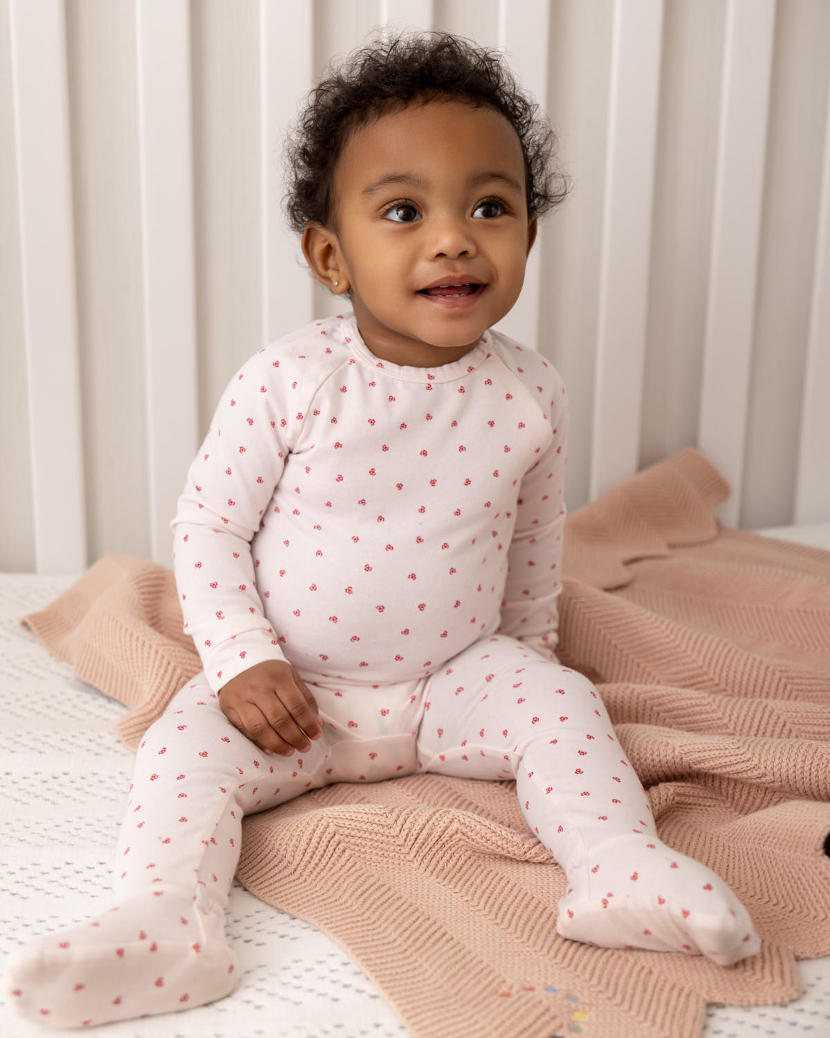 Baby Herringbone Knit 100% Cotton Blanket with Carry Pouch