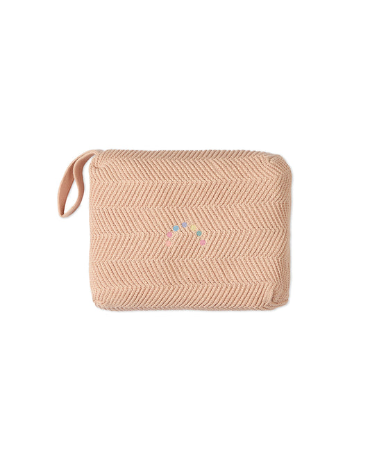 Baby Herringbone Knit 100% Cotton Blanket with Carry Pouch : Color: Blush Pink