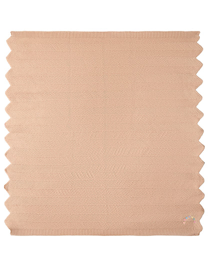 Baby Herringbone Knit 100% Cotton Blanket with Carry Pouch : Color: Blush Pink
