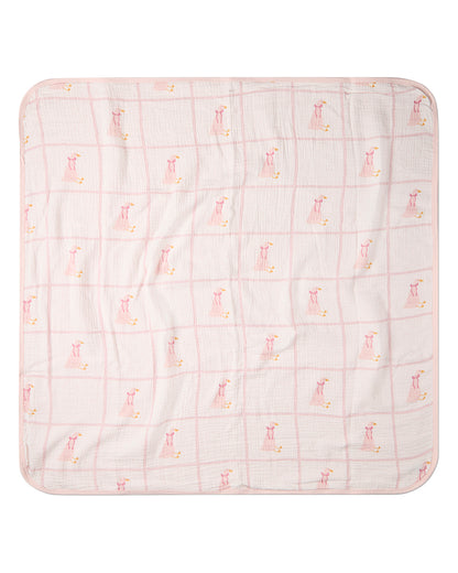 Baby Girls "Sitting Goose" Cotton-Rich 2-Sided Swaddle Blanket