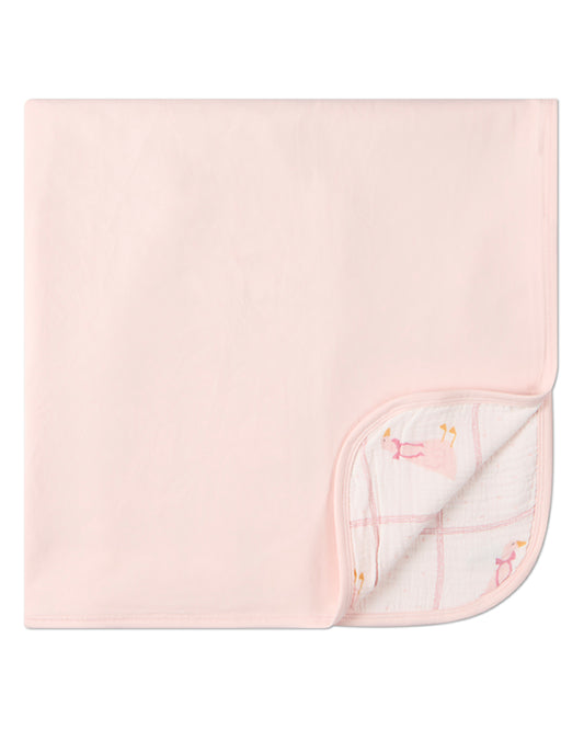 Baby Girls "Sitting Goose" Cotton-Rich 2-Sided Swaddle Blanket