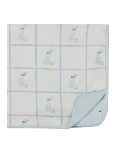 Baby Boys "Sitting Goose" Cotton-Rich 2-Sided Swaddle Blanket