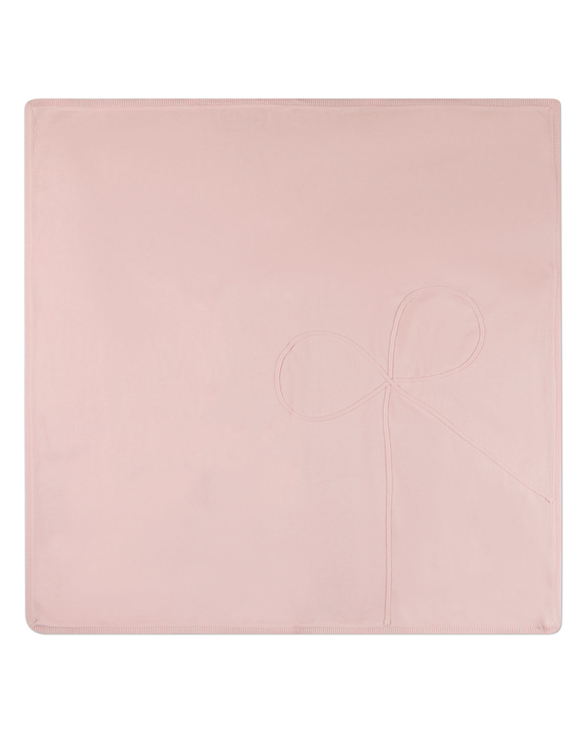 Baby Girls 100% Cotton Fine-Gauge Knit Blanket with Tonal Knit Bow