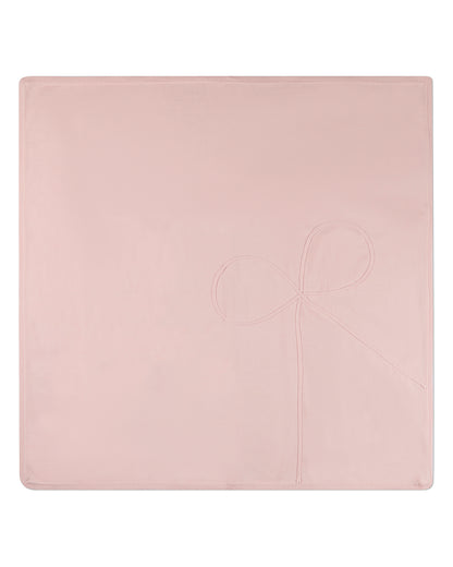 Baby Girls 100% Cotton Fine-Gauge Knit Blanket with Tonal Knit Bow