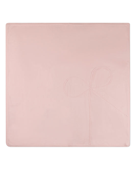 Baby Girls 100% Cotton Fine-Gauge Knit Blanket with Tonal Knit Bow