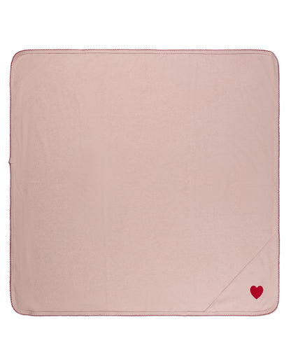 Baby Girls Heart-Embroidered Rayon-Blend Textured Swaddle Blanket