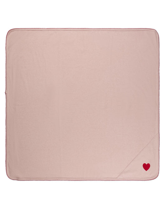 Baby Girls Heart-Embroidered Rayon-Blend Textured Swaddle Blanket