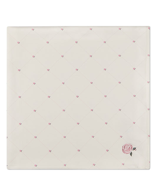 Baby Girls "Rosettes and Stitching" Cotton/Rayon-Blend Swaddle Blanket