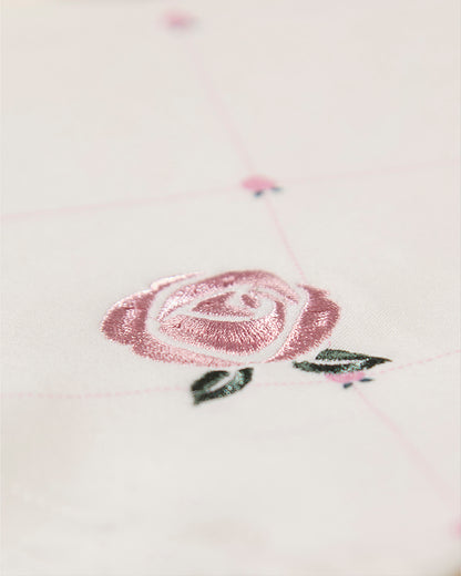 Baby Girls "Rosettes and Stitching" Cotton/Rayon-Blend Swaddle Blanket