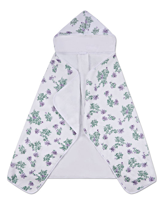 Baby Girls Floral Cotton-Lined Hooded Towel : Color: White Multi