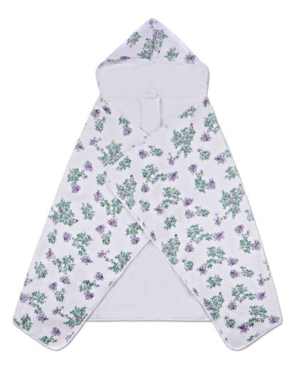 Baby Girls Floral Cotton-Lined Hooded Towel : Color: White Multi