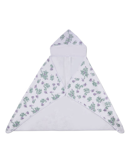 Baby Girls Floral Cotton-Lined Hooded Towel : Color: White Multi