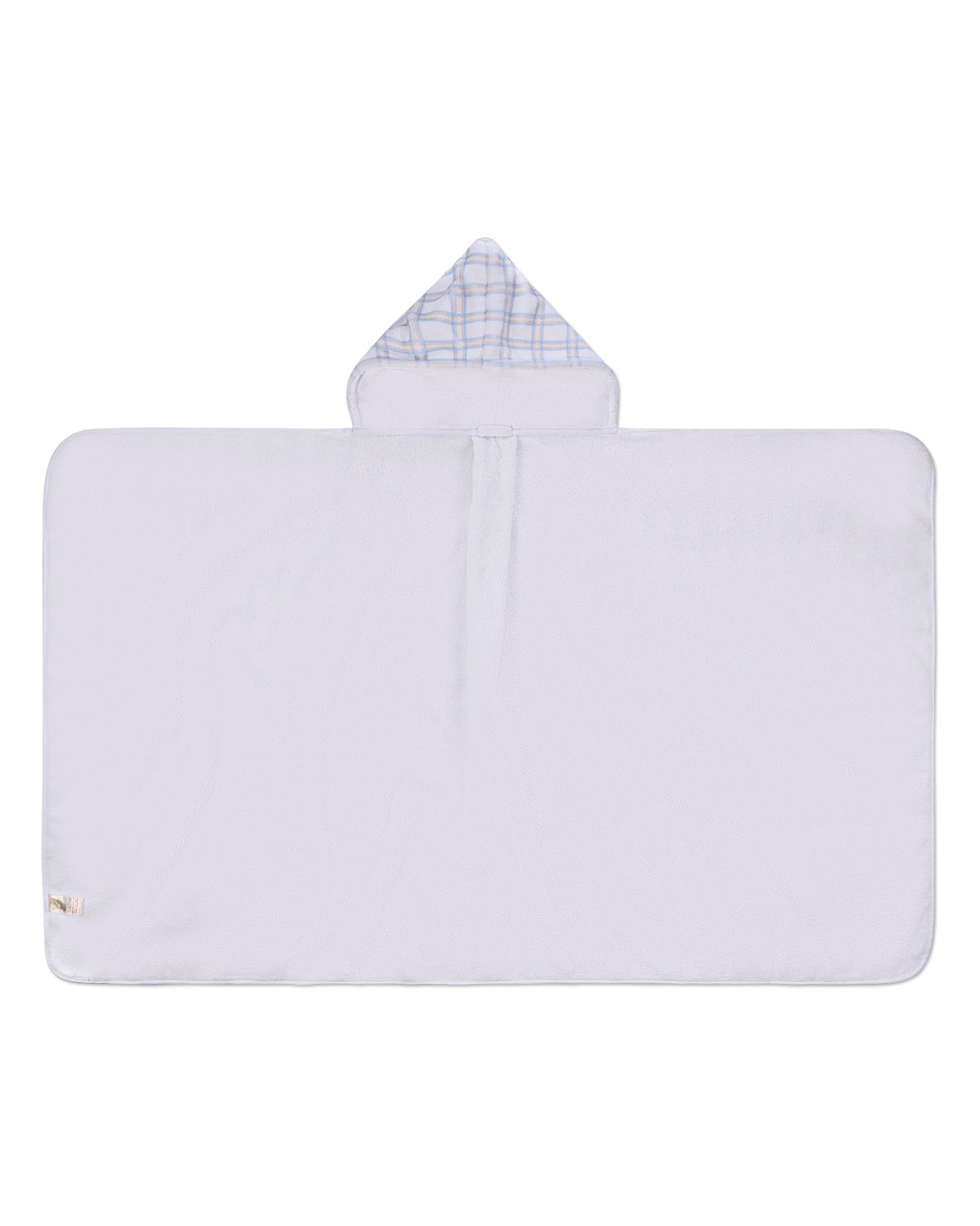 Boys Cozy Plaid Hooded Cotton-Lined Terry Towel : Color: White Multi