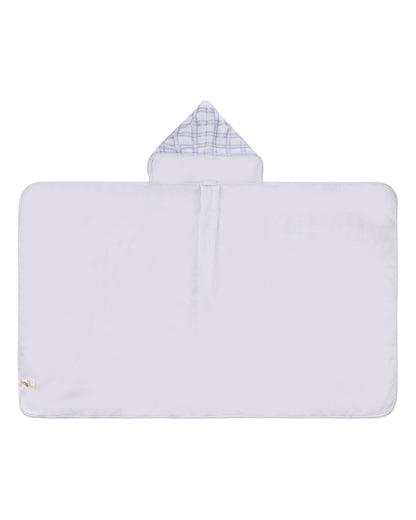 Boys Cozy Plaid Hooded Cotton-Lined Terry Towel : Color: White Multi