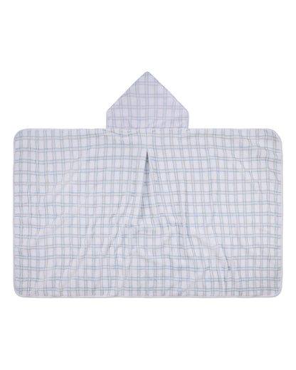 Boys Cozy Plaid Hooded Cotton-Lined Terry Towel : Color: White Multi