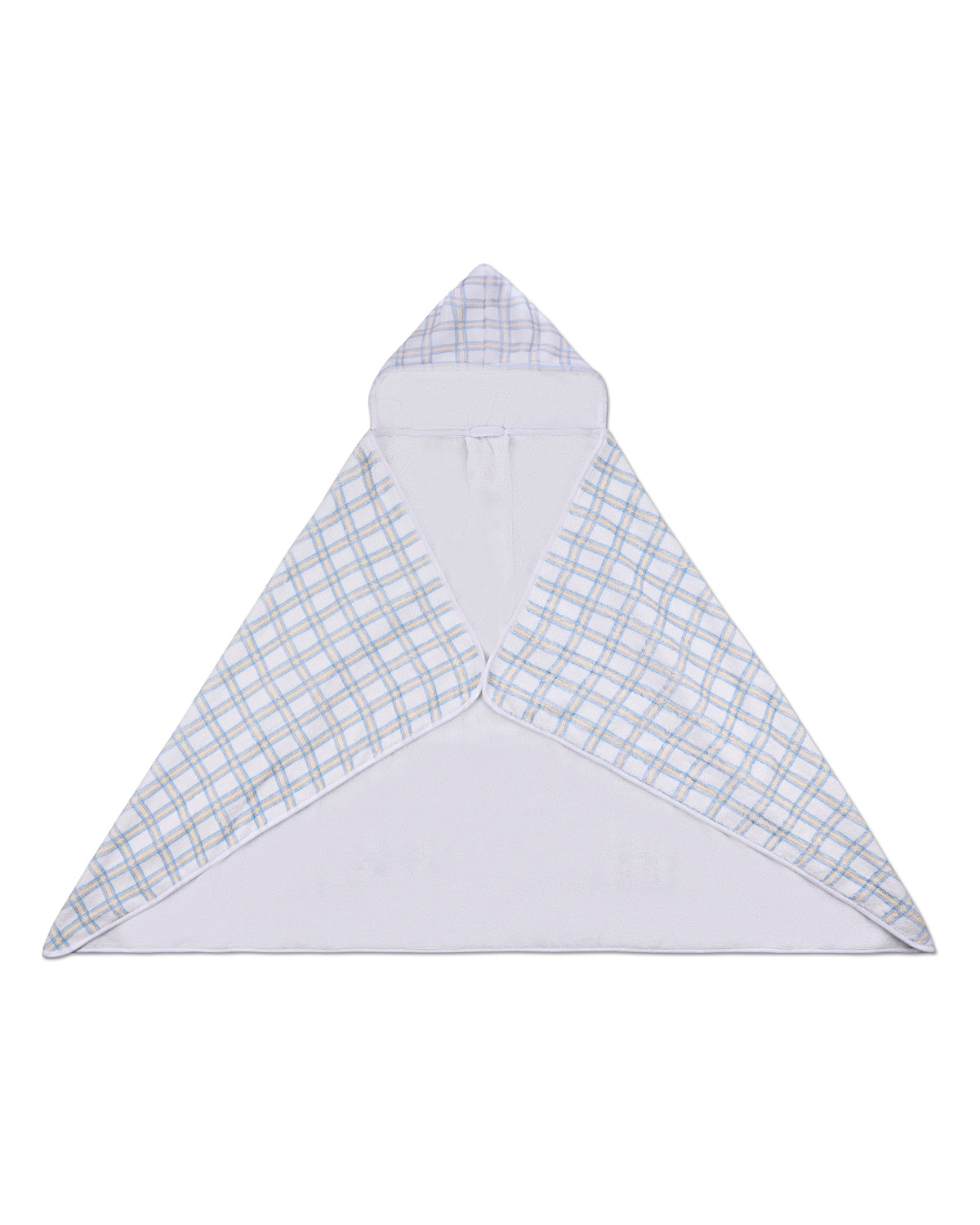 Boys Cozy Plaid Hooded Cotton-Lined Terry Towel : Color: White Multi