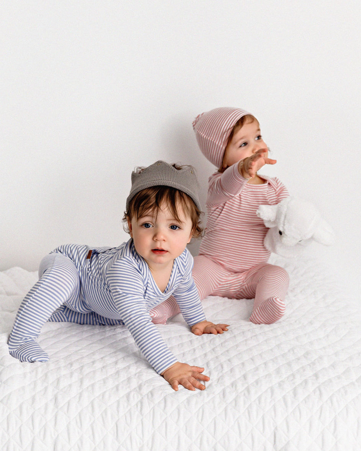 Striped Shoulder Flap Footie Set : Color: Rose