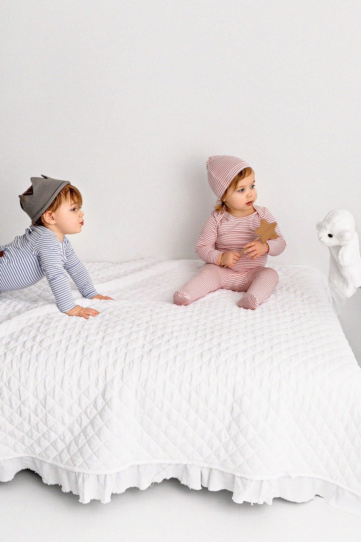 Striped Shoulder Flap Footie Set : Color: Rose