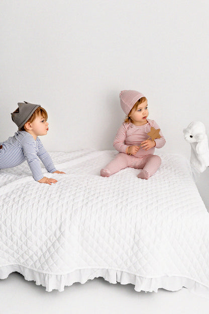Striped Shoulder Flap Footie Set : Color: Rose