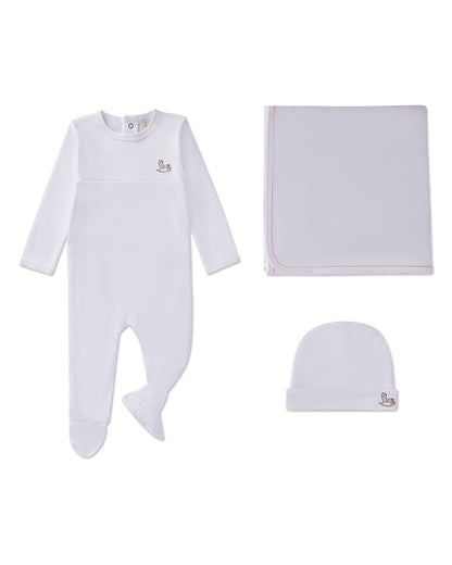 3 Piece Baby "Rocking Pony" 100% Pima Cotton Footie Set : Color: Lilac
