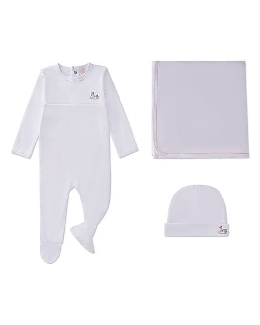 3 Piece Baby "Rocking Pony" 100% Pima Cotton Footie Set : Color: Lilac