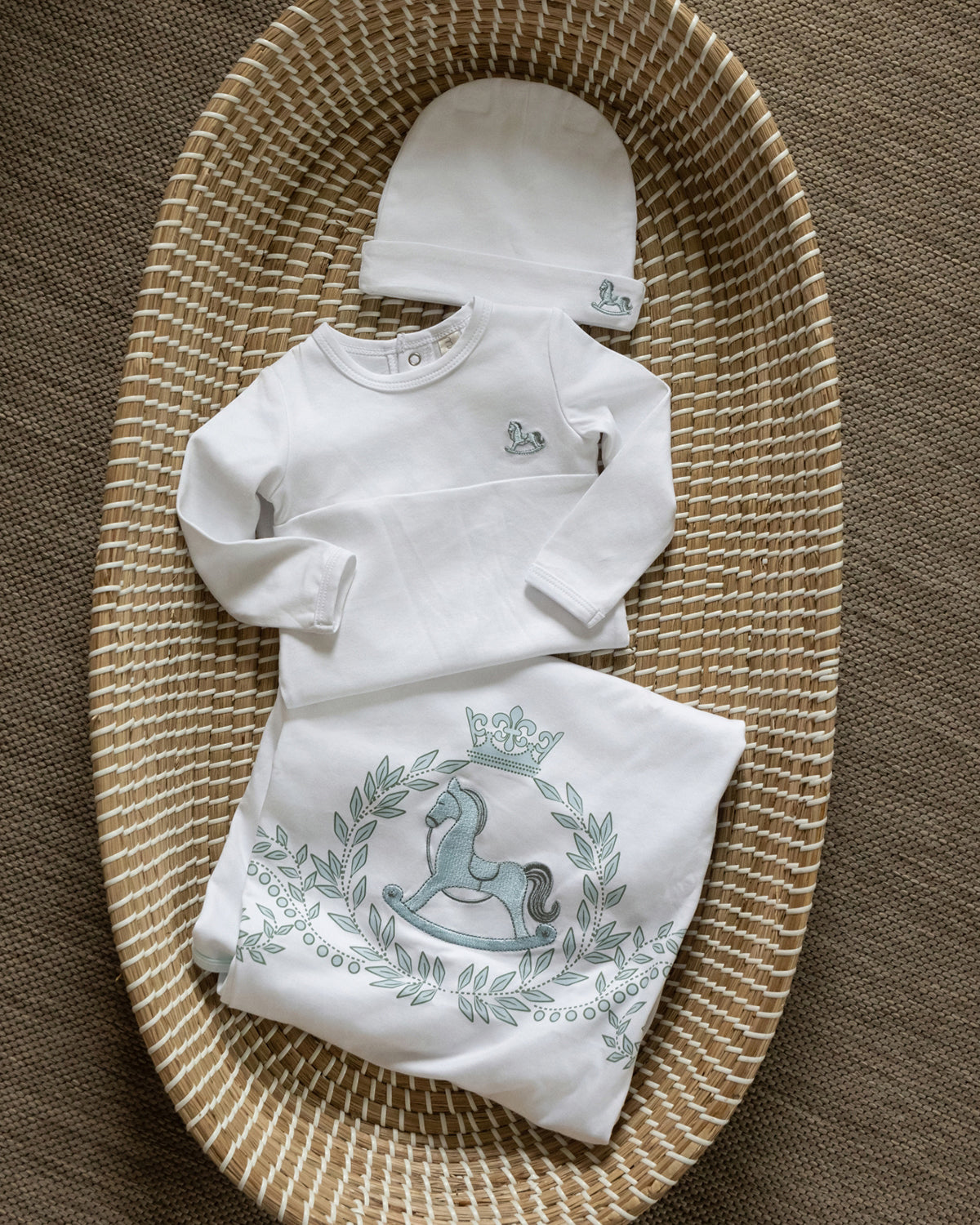 3 Piece Baby "Rocking Pony" 100% Pima Cotton Footie Set : Color: Lilac