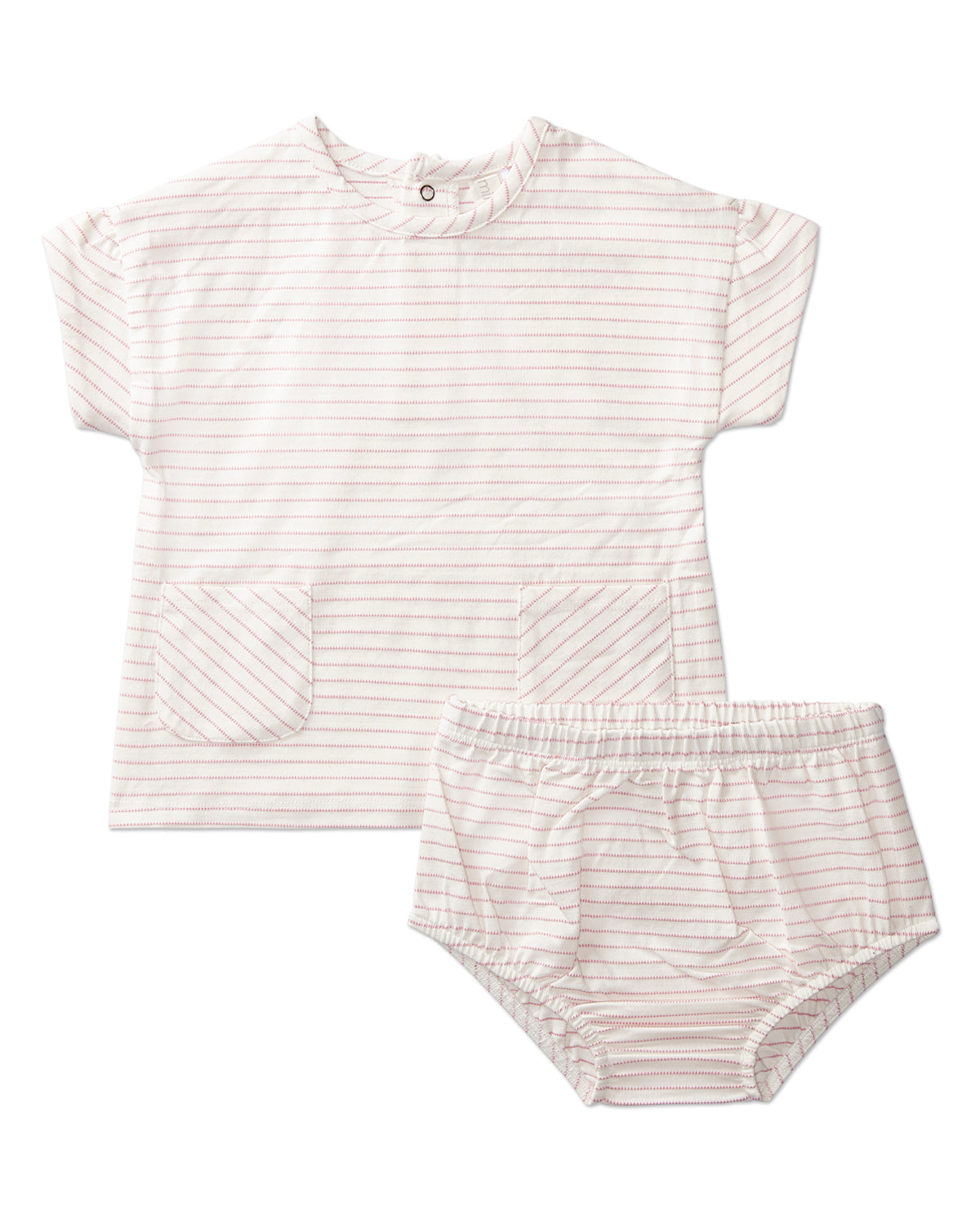 Tiny Stripe Set with Sleeve Gathers : Color: Pink